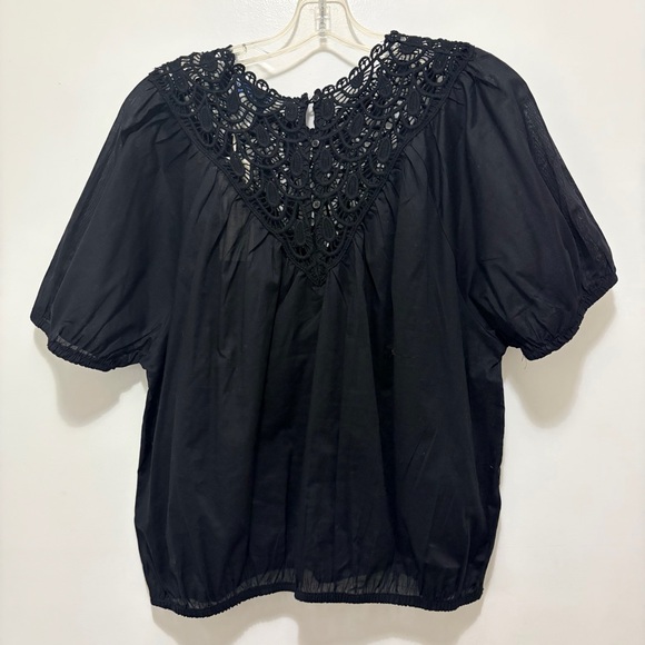 Calypso St. Barth Black Boho Lace Yoke Peasant Blouse XL NWT - Picture 3 of 6